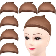 6er Set Dunkelbraune Nylon Perückenkappen Wig Caps