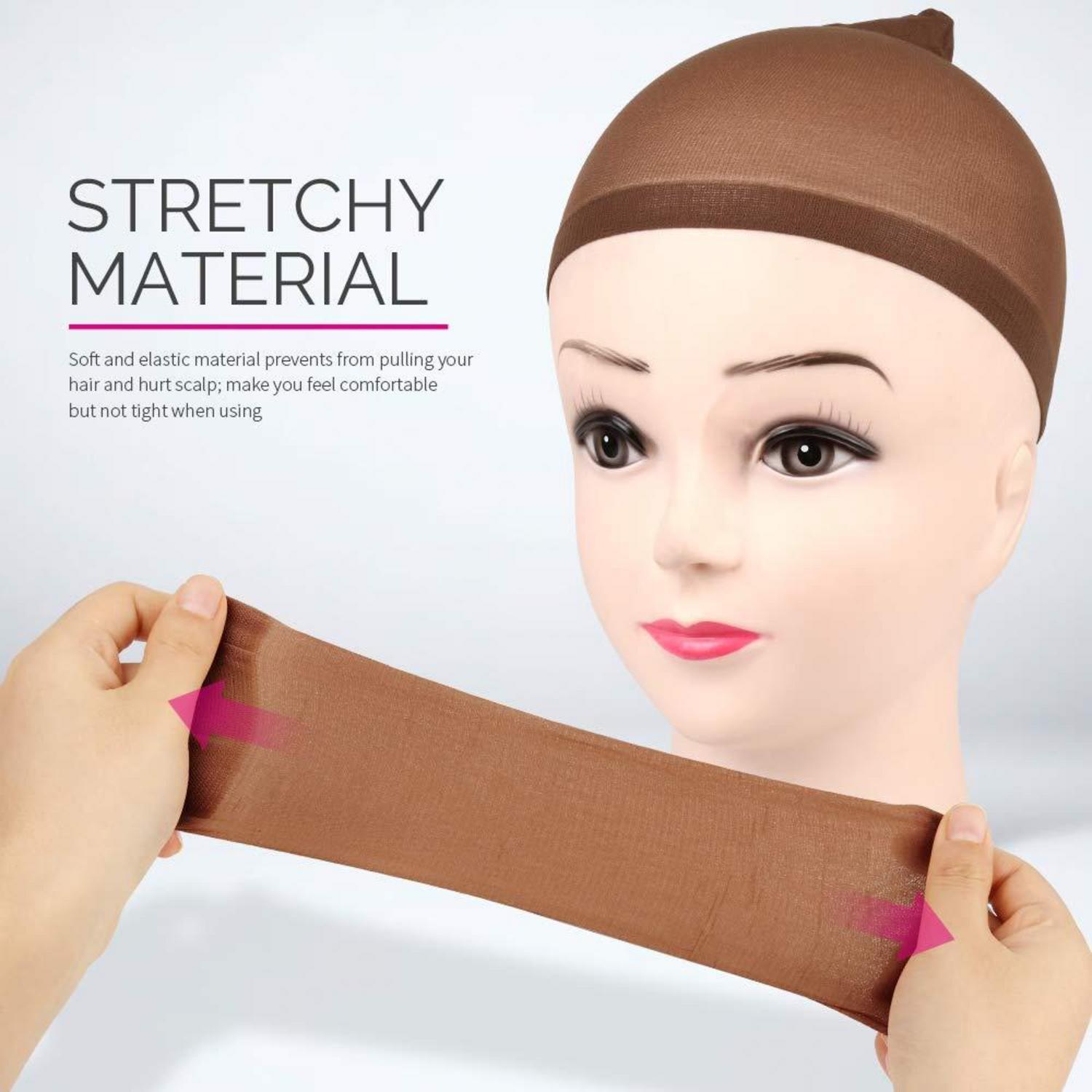 6er Set Braun Perücke Kappen Haarnetz Nylon Wig Caps Wig