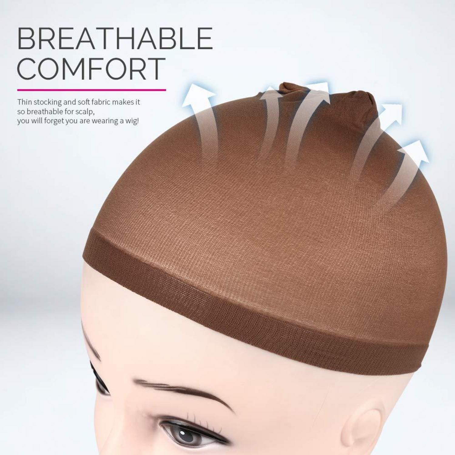 6er Set Dunkelbraune Nylon Perückenkappen Wig Caps