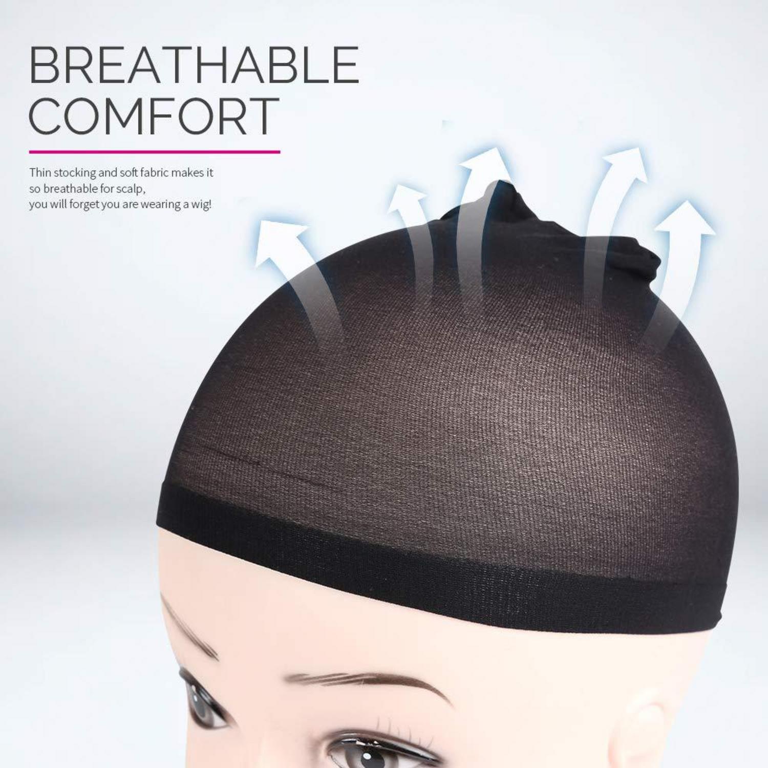 6er Set elastische Schwarze Perückenkappen Nylon Haarnetz Wig Caps