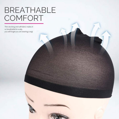 6er Set elastische Schwarze Perückenkappen Nylon Haarnetz Wig Caps