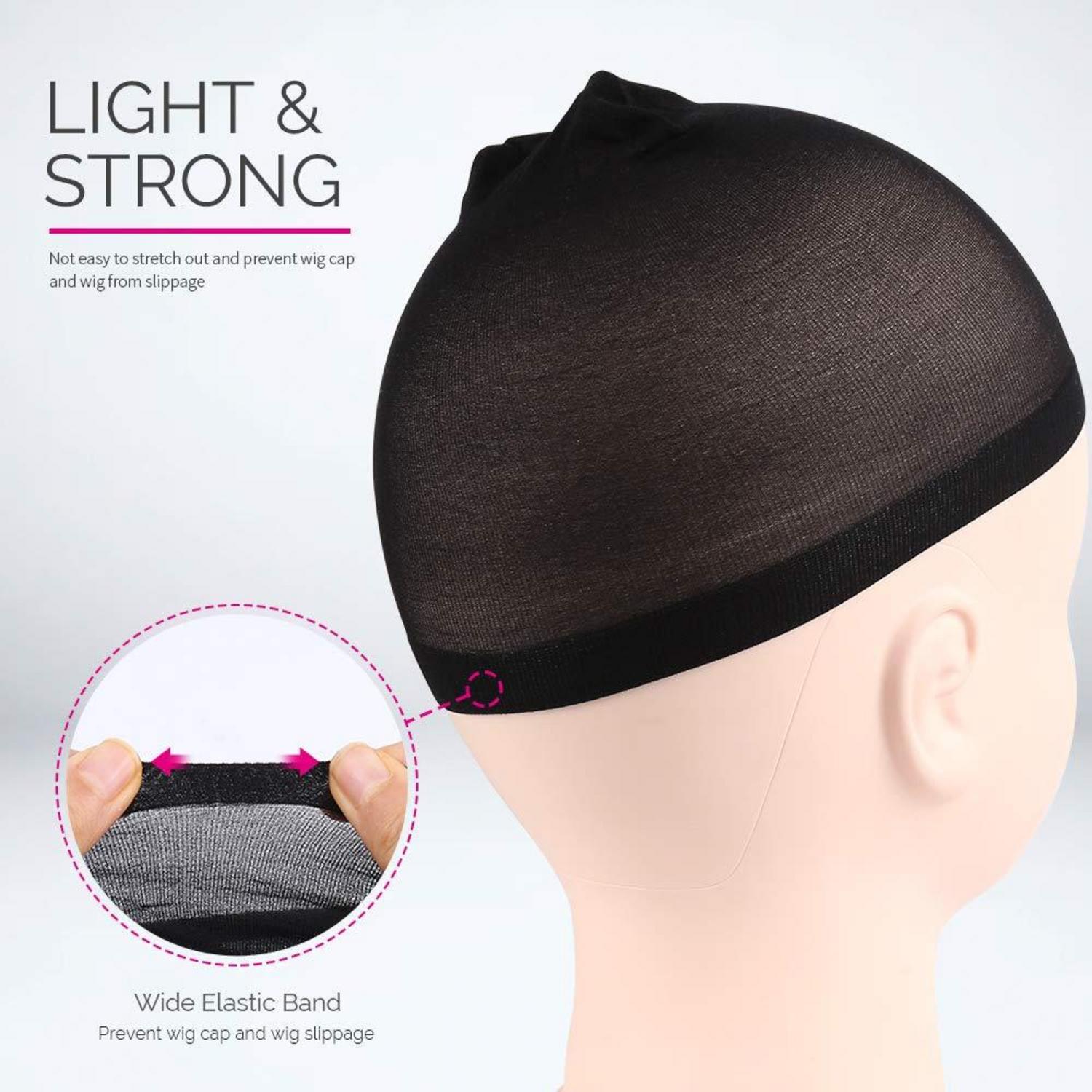 6er Set Schwarze Perücke Kappen Haarnetz Nylon Elastisch Wig Caps