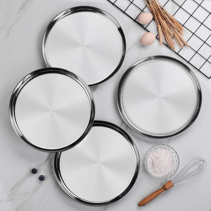 Pizzablech 4 Stück 32 cm Edelstahl Pizza Backblech rund