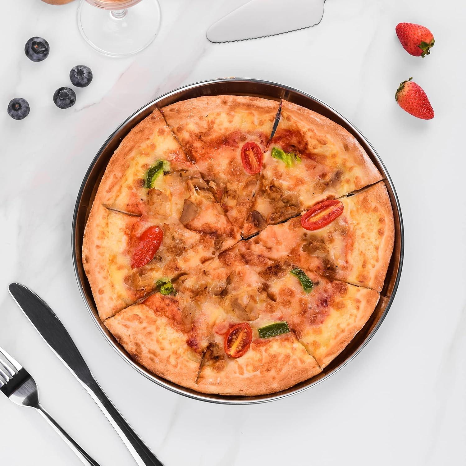 Pizzablech Set 4-teilig 32 cm Edelstahl Rund Pizza Backblech Ungiftig gesund