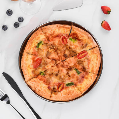 Pizzablech Set 4-teilig 32 cm Edelstahl Rund Pizza Backblech Ungiftig gesund