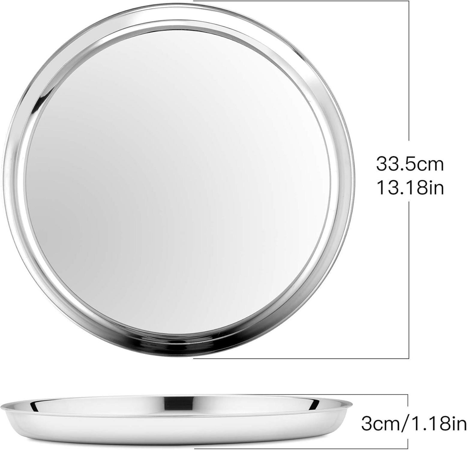 Pizzablech Set 4-teilig 32 cm Edelstahl Rund Pizza Backblech Ungiftig gesund