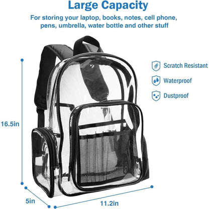 Transparenter PVC-Rucksack mit Laptopfach 42x28.5x12.7cm