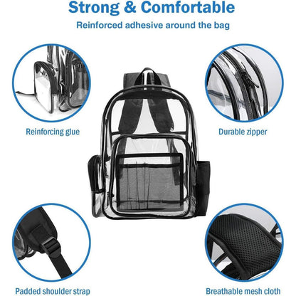 Transparenter PVC-Rucksack mit Laptopfach 42x28.5x12.7cm