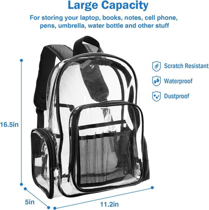 Transparenter PVC-Rucksack mit Laptopfach 42x28.5x12.7cm
