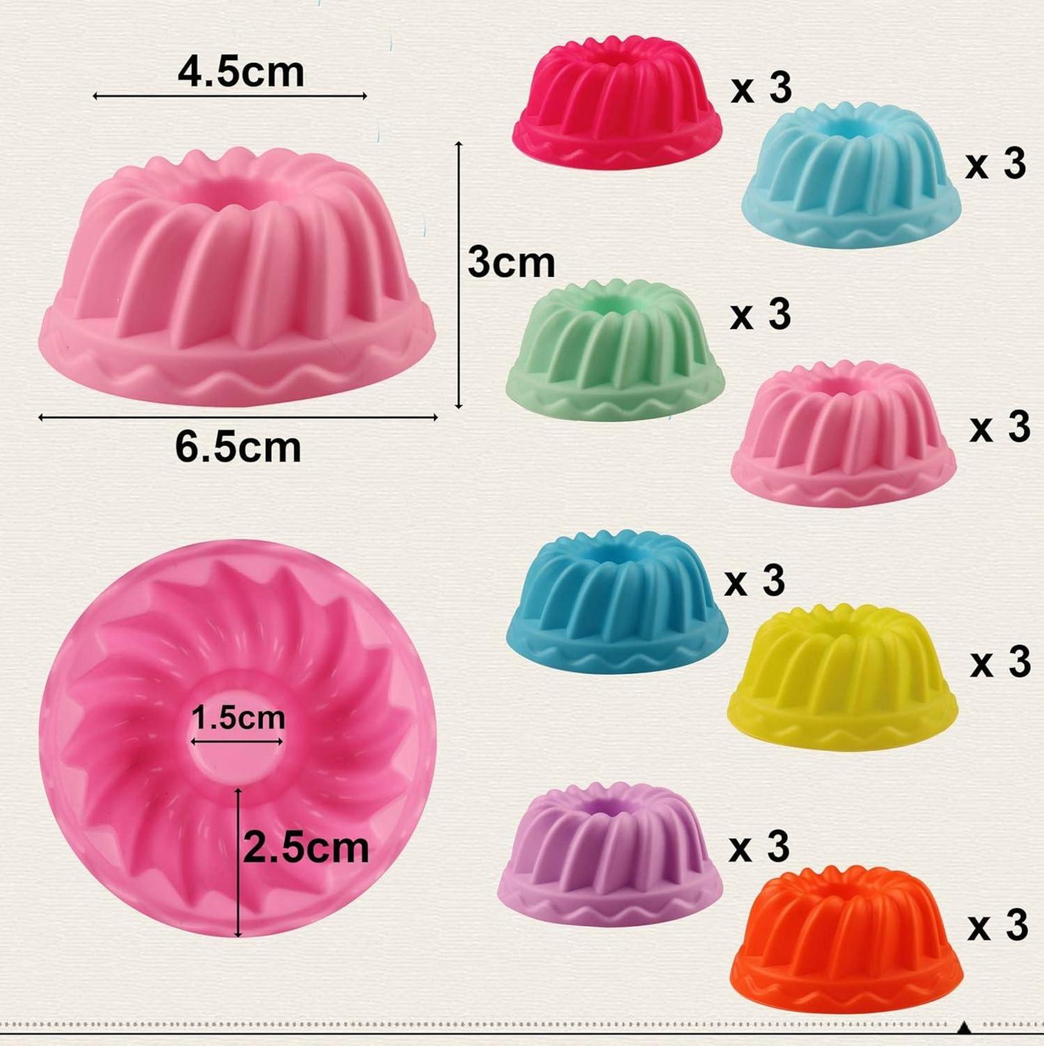 Silikon Mini Gugelhupfform 24er Set Backform Ø 6,5cm, Höhe 3,5cm (8