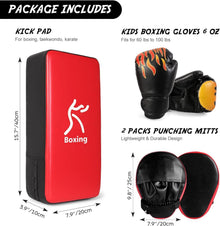 Boxhandschuh Kickpad Set PU Pratzen 6OZ Boxhandschuhe für