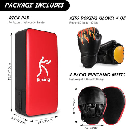 Boxhandschuh Kickpad Set PU Pratzen 6OZ Boxhandschuhe für