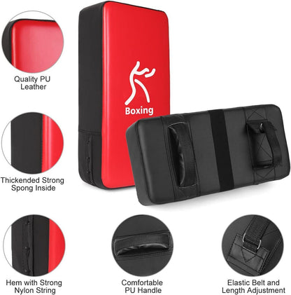 Handpratzen Set 2 IN 1 PU Pratzen Schlagpolster Boxen Kickboxen Thai Kick Rot