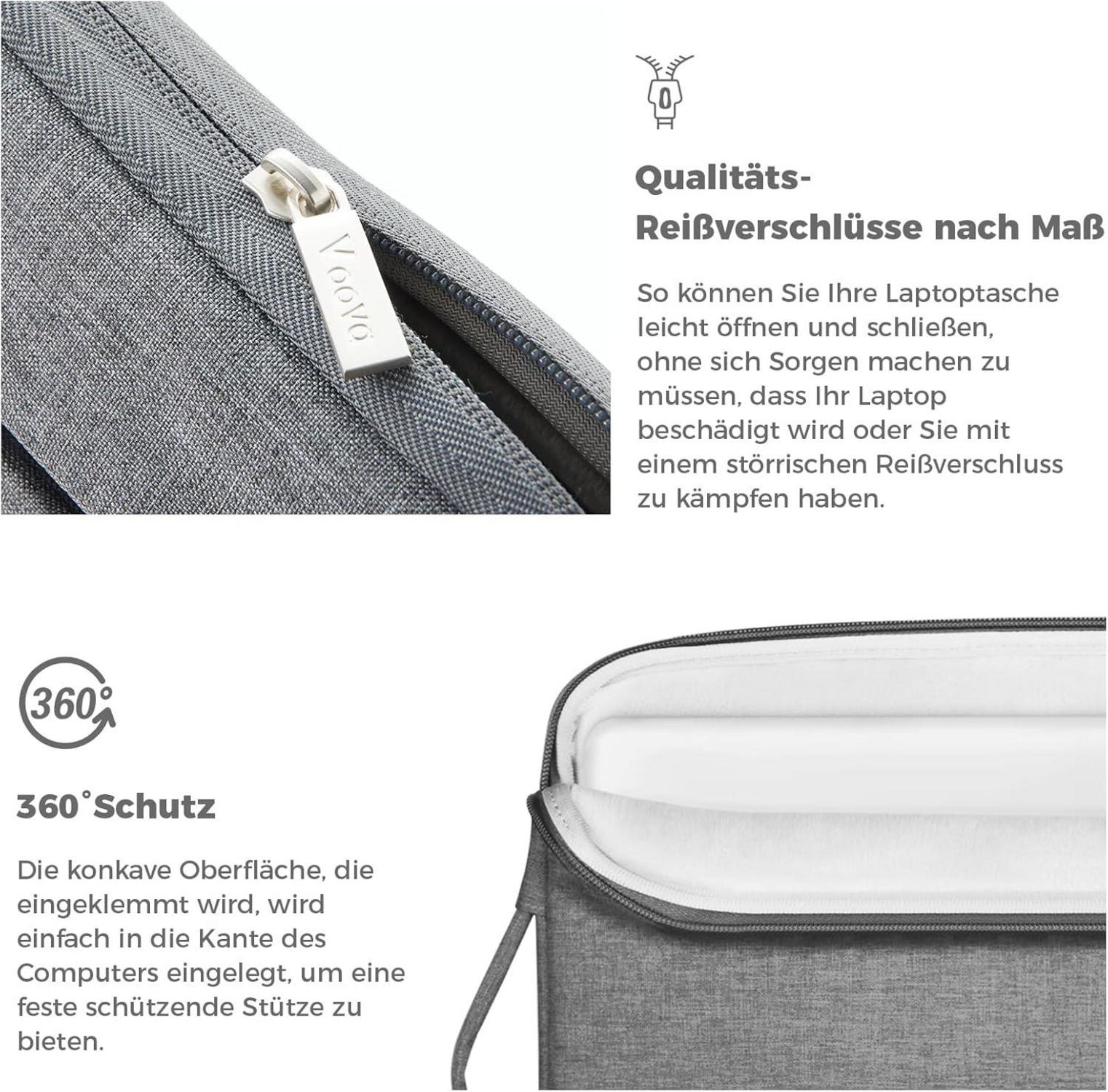 Voova 14 Zoll Laptop Hülle Tasche Sleeve Notebook Case HP Dell Grau