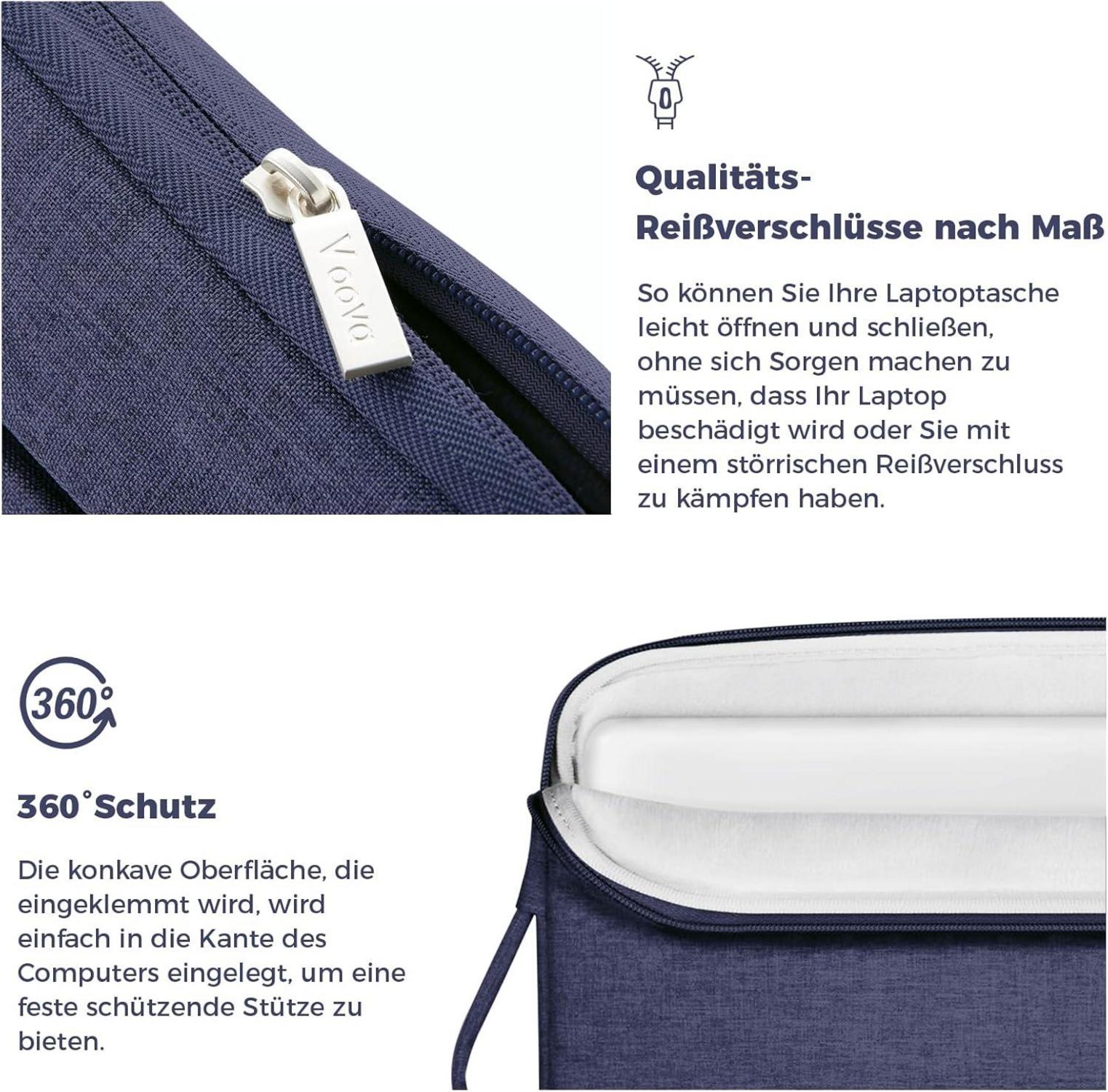 Voova Laptop Hülle 15.6 Zoll Wasserdicht Laptophülle Tablet Tasche Blue