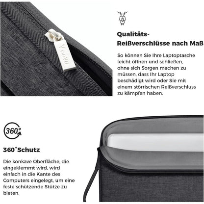 Voova Laptoptasche 15.6 Zoll Schwarz MacBook Dell HP iPad
