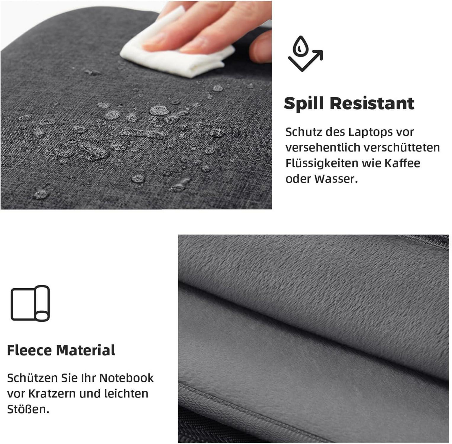 Voova Laptoptasche 15,6 Zoll MacBook Air Pro Hülle Schwarz