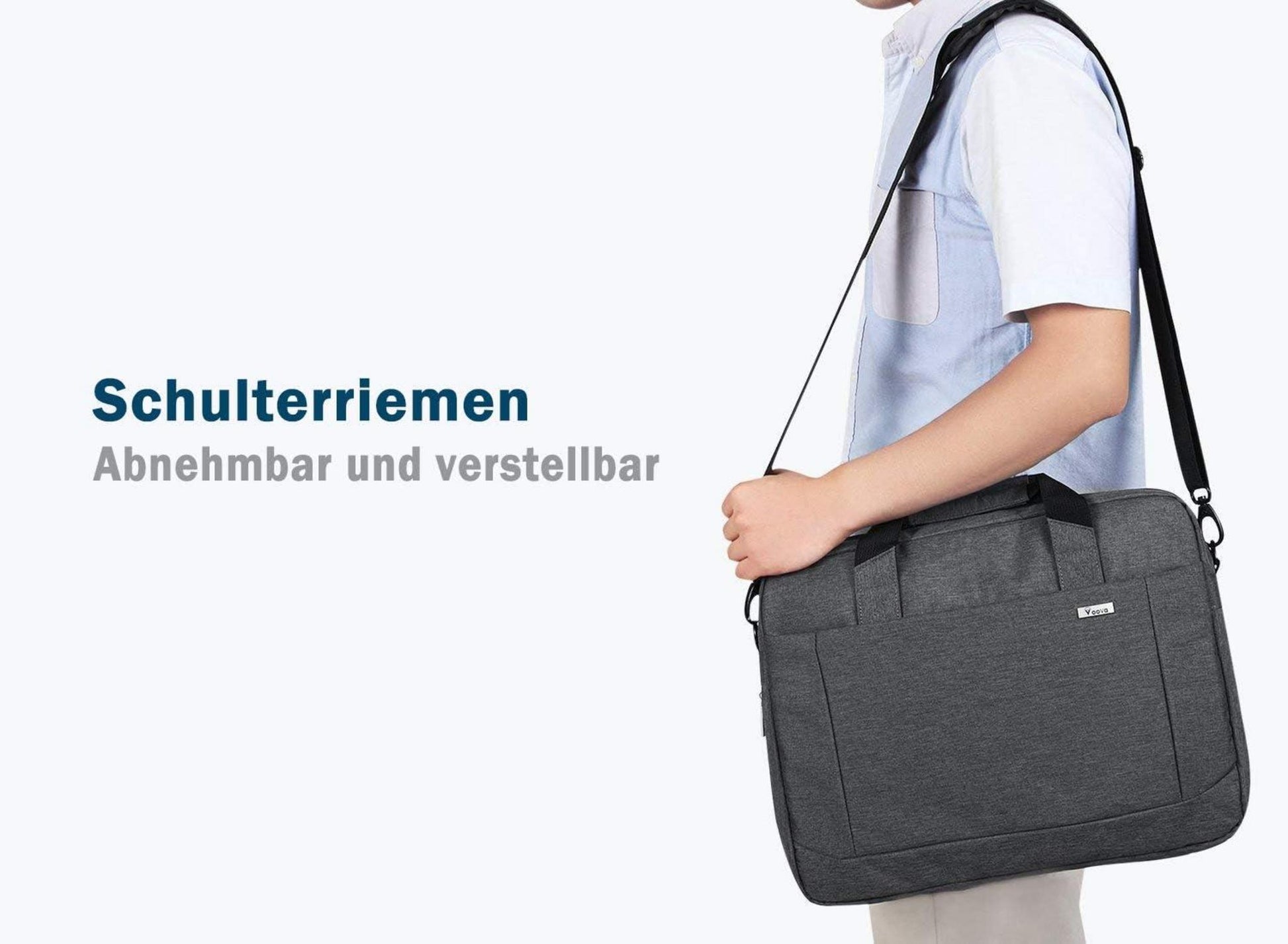 Voova große Laptoptasche 14-16 Zoll Laptop wasserdicht Grau - 30% mehr Kapazität, Innenfächer, kompatibel mit Macbook Dell HP