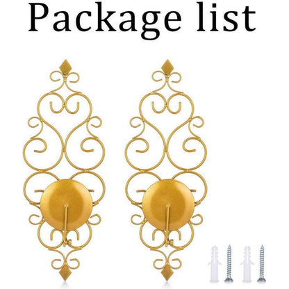 Sziqiqi Wandkerzenhalter Set Metall Gold Wohnzimmer