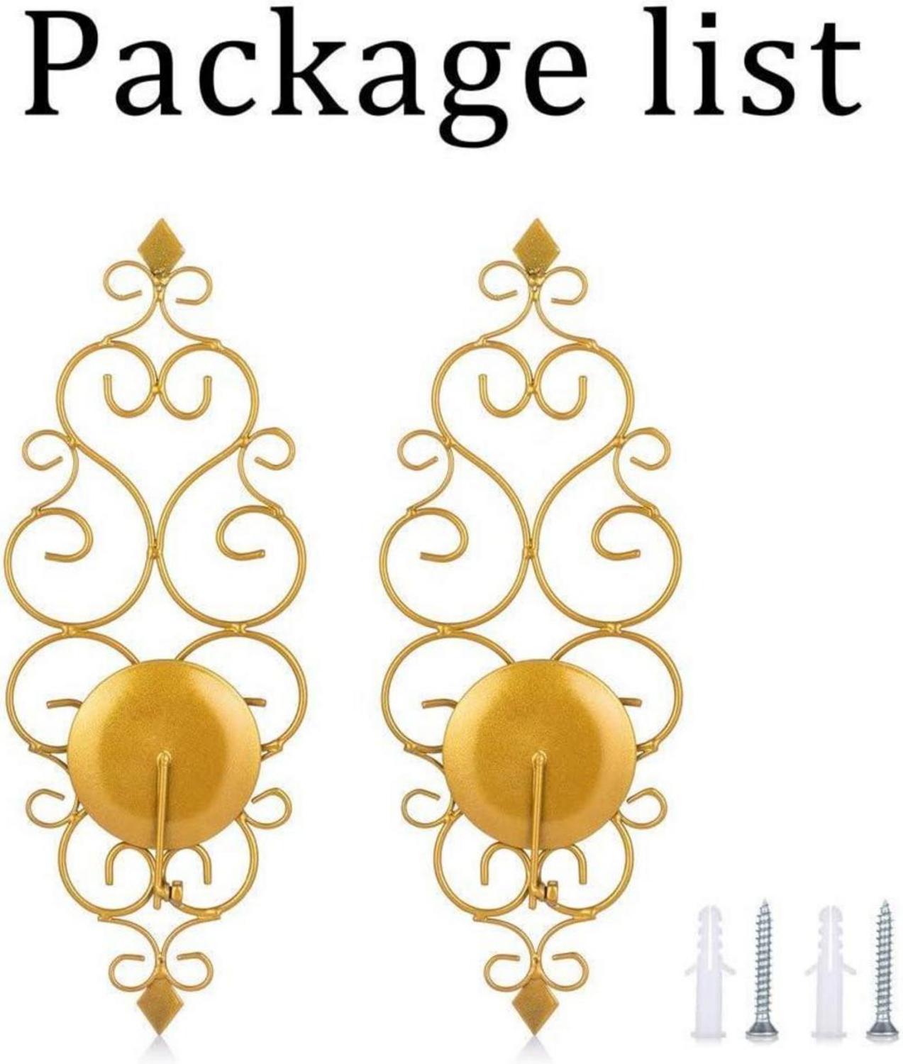 Wandkerzenhalter Wandleuchter Metall 2er Set Teelichter Stumpenkerze Gold