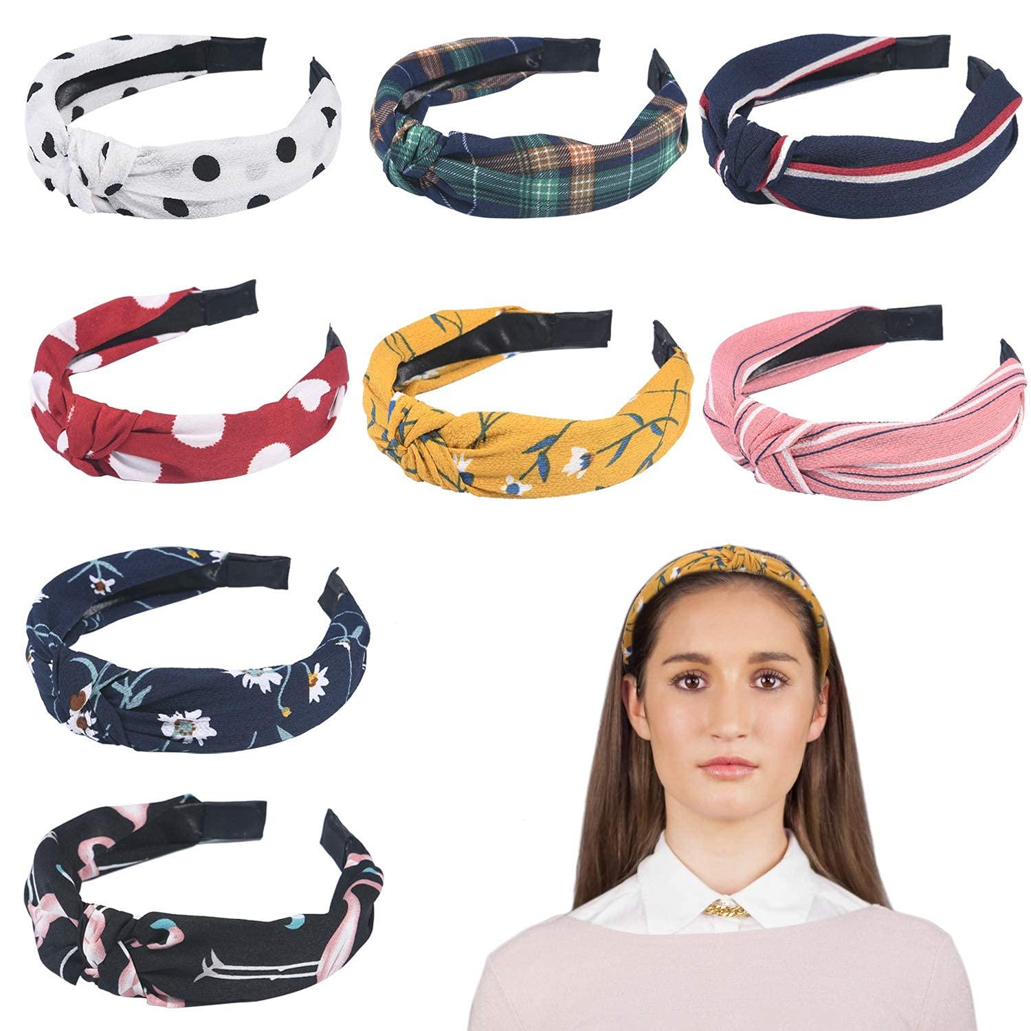 8er Set Damen Stirnbänder Haarreif Vintage Retro Haarband