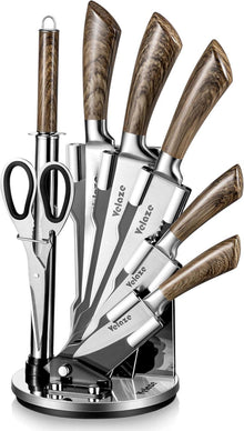 Messerset Edelstahl 8-teilig mit Messerblock Küchenmesser