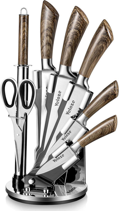 Messerset Edelstahl 8-teilig mit Messerblock Küchenmesser