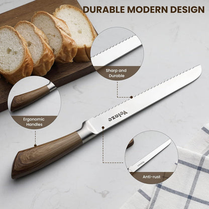 Messerset Edelstahl 8-teilig mit Messerblock Küchenmesser