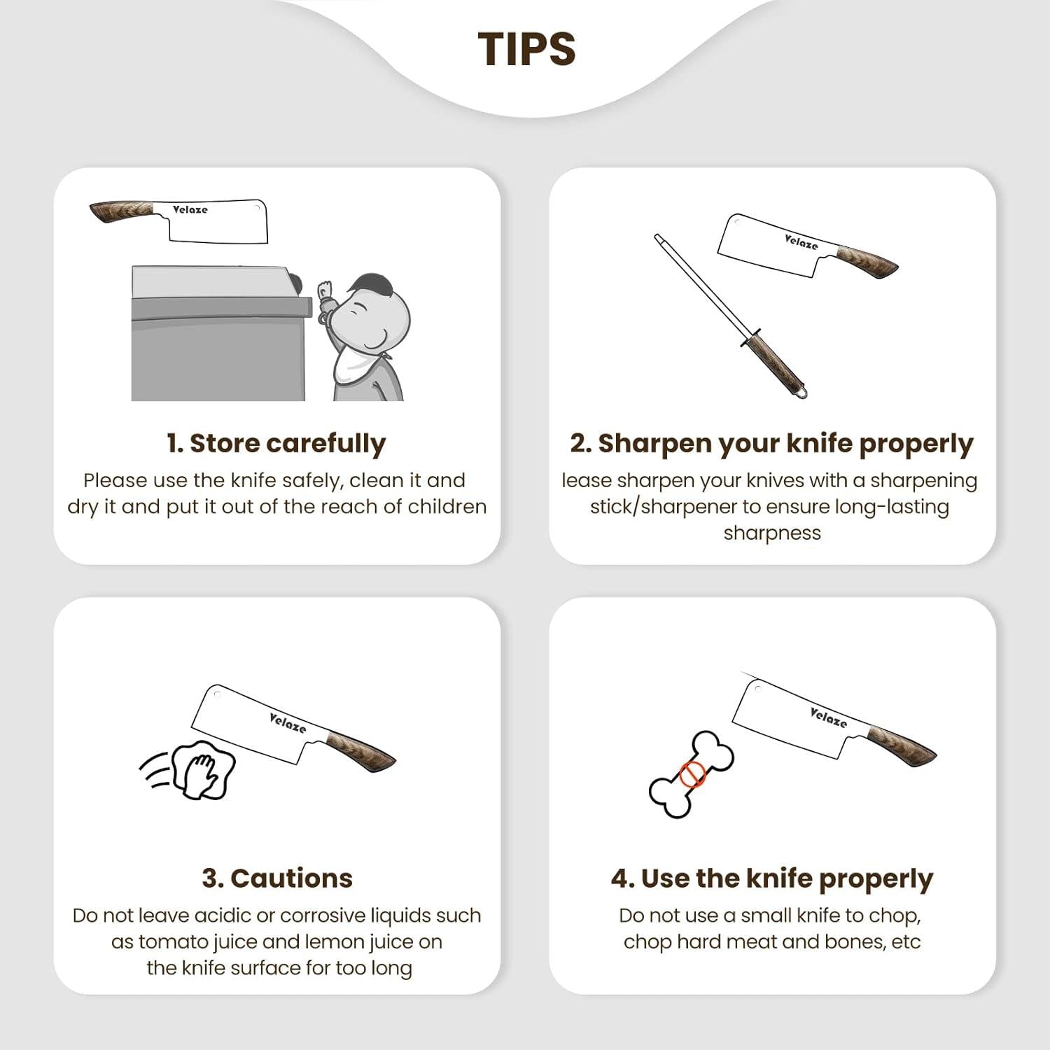 Velaze 8-tlg. Edelstahl Messerset Küchenmesser Block scharfe Klingen