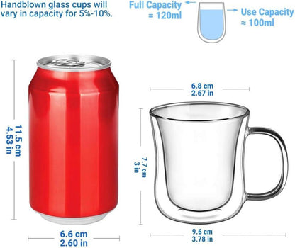 2x120ml Doppelwandige Espressotassen Borosilikatglas Set