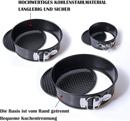 3er Set Runde Springform Kuchenform Antihaftbeschichtet