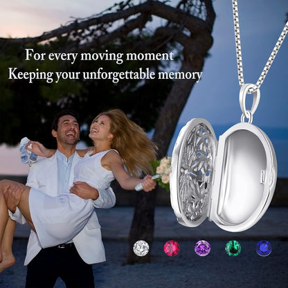 Foto Medaillon Kette Damen 925 Sterling Silber Anhänger Halskette