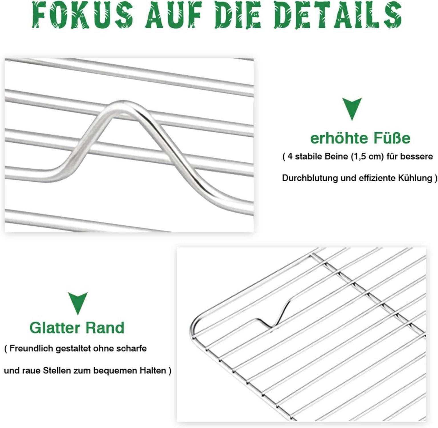 Abkühlgitter Edelstahl 2er-Set zum Braten Backen Grillen 24,5 x 19 x