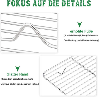 Abkühlgitter Edelstahl 2er-Set zum Braten Backen Grillen 24,5 x 19 x