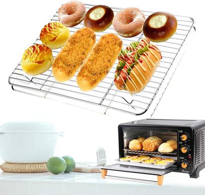 Edelstahl Abkühlgitter Set Kuchengitter 24,5x19x1,5cm Braten Backen Grillen