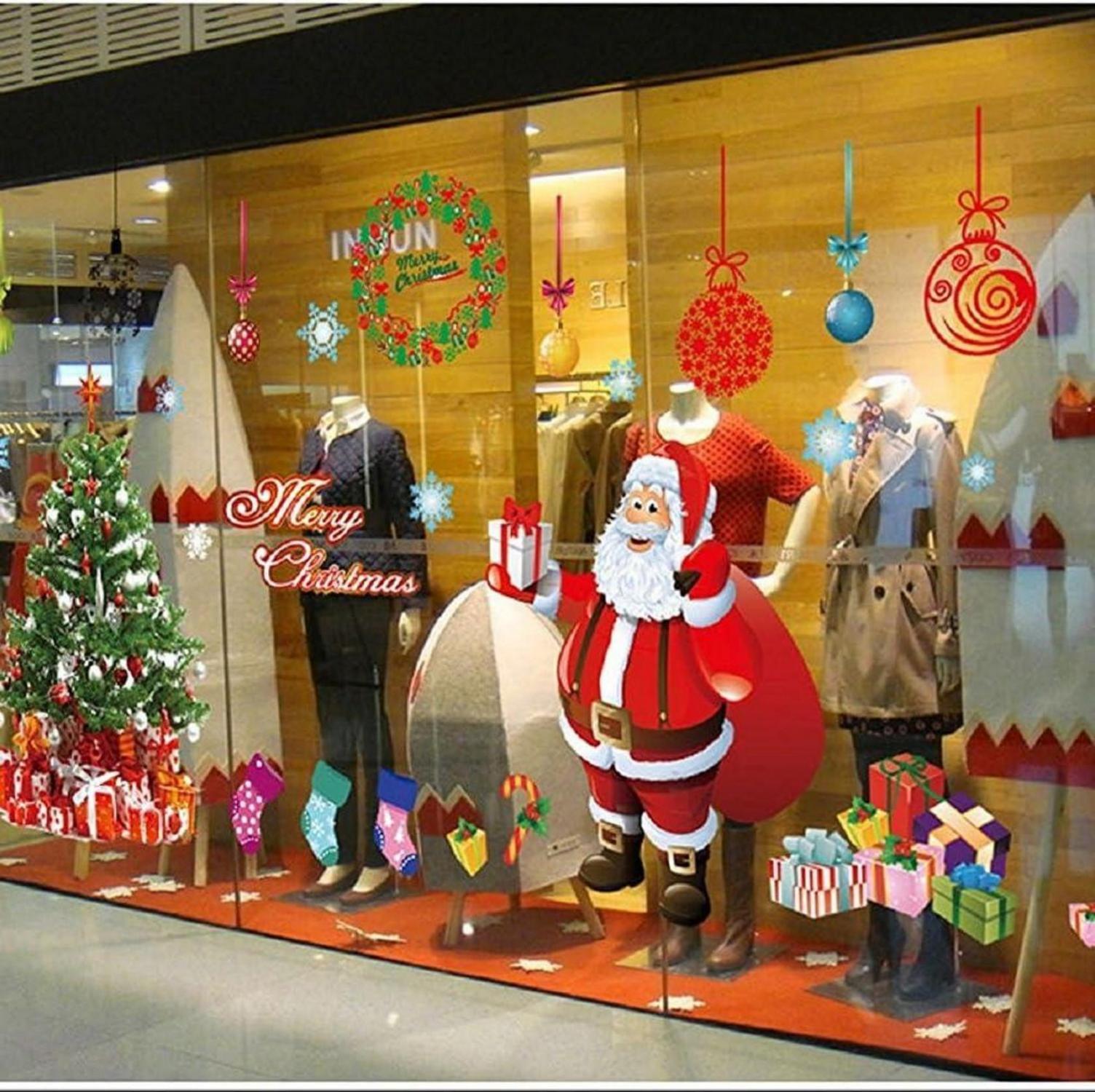 Weihnachtsfenster Statische Aufkleber abnehmbare Vinyl DIY Wand