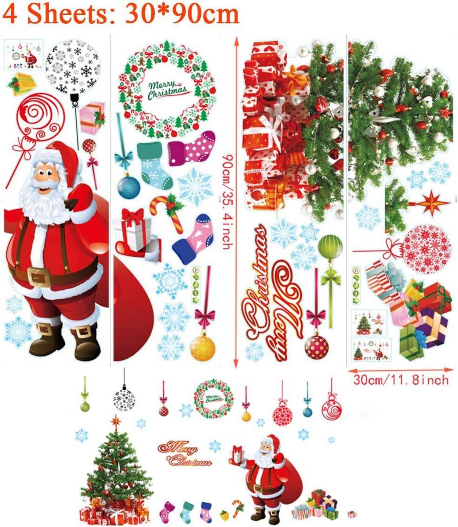 Weihnachtsfenster Statische Aufkleber Weihnachtsmann Schneemann Hirsch