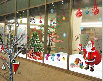 YULOONG Weihnachtsfenster Statische Aufkleber Vinyl Weihnachtsmann Baum