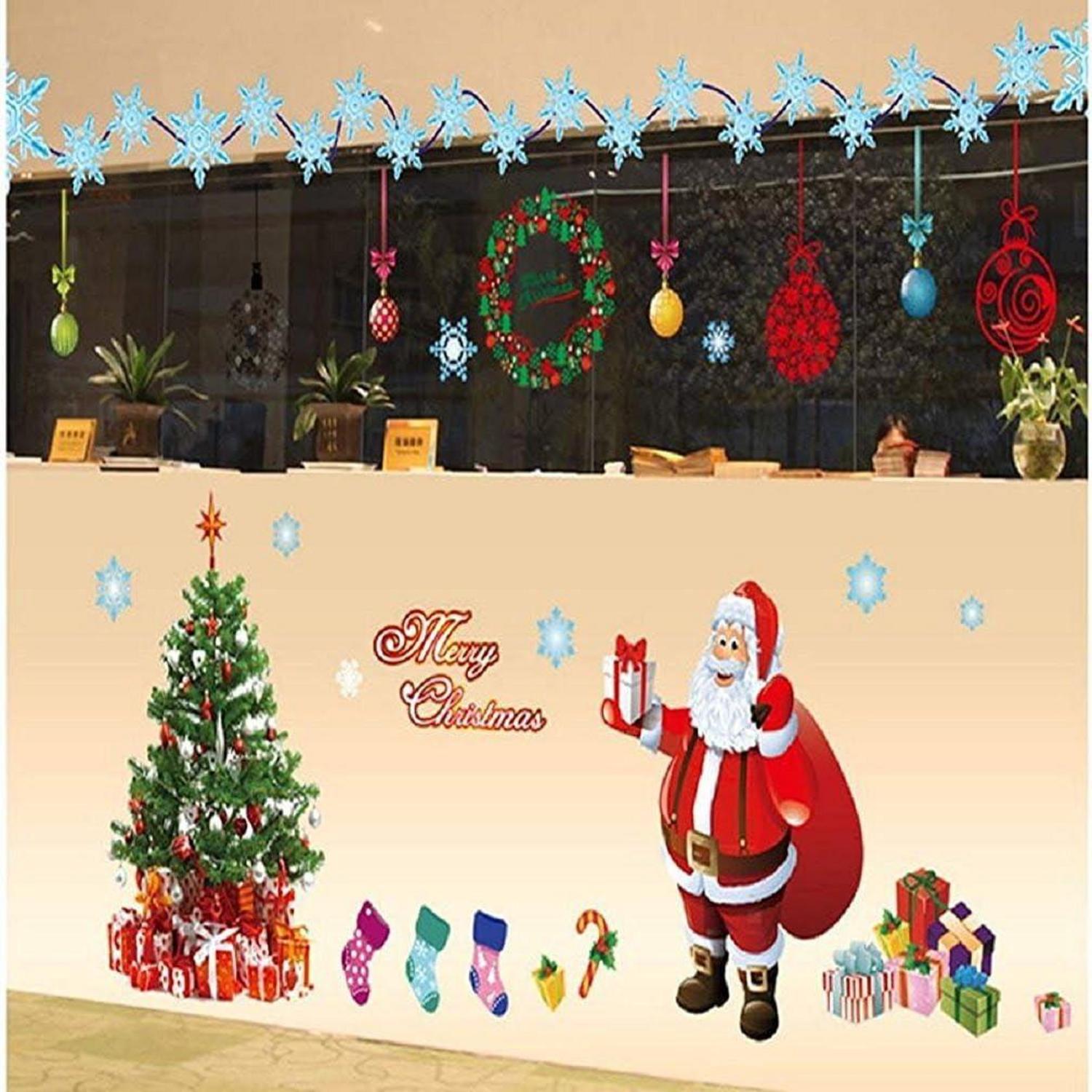 YULOONG Weihnachtsfenster Statische Aufkleber Weihnachtsmann DIY Aufkleber 1