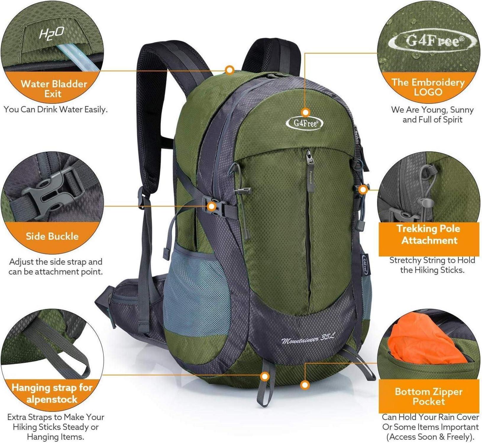 35 l wasserdichter Wanderrucksack für Camping, Outdoor, Trekking