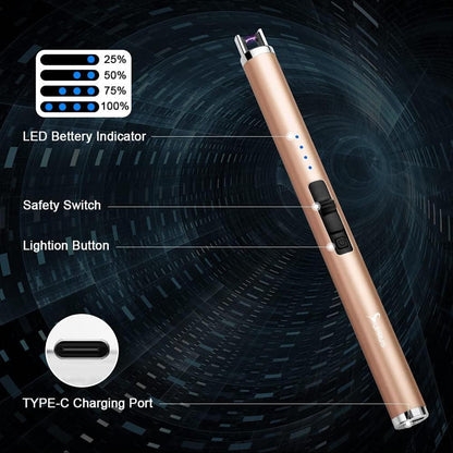 SUPRUS Elektronisches Plasma-Feuerzeug USB aufladbar Gold