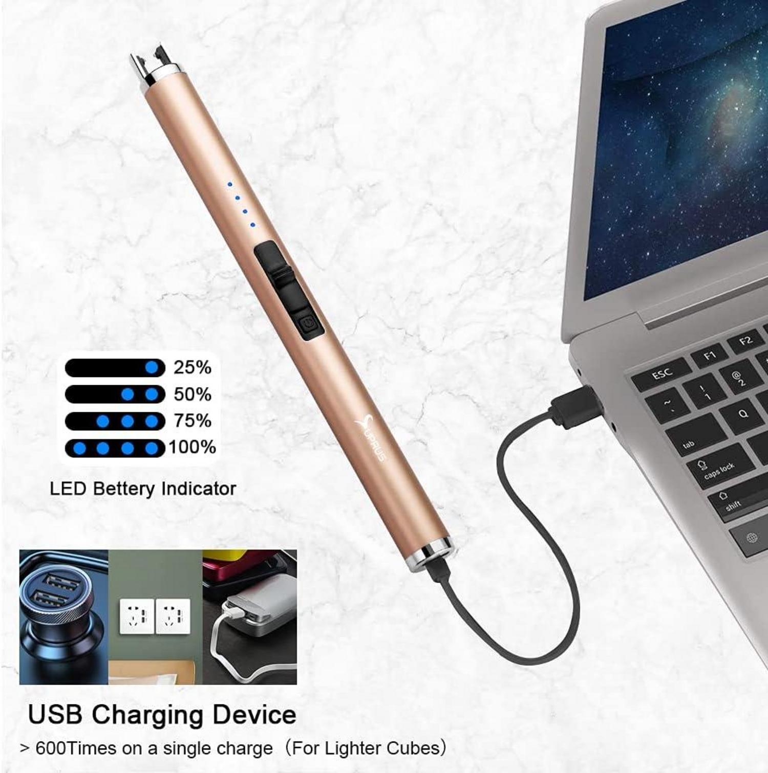 Elektronisches USB-Feuerzeug winddicht aufladbar tragbar Gold