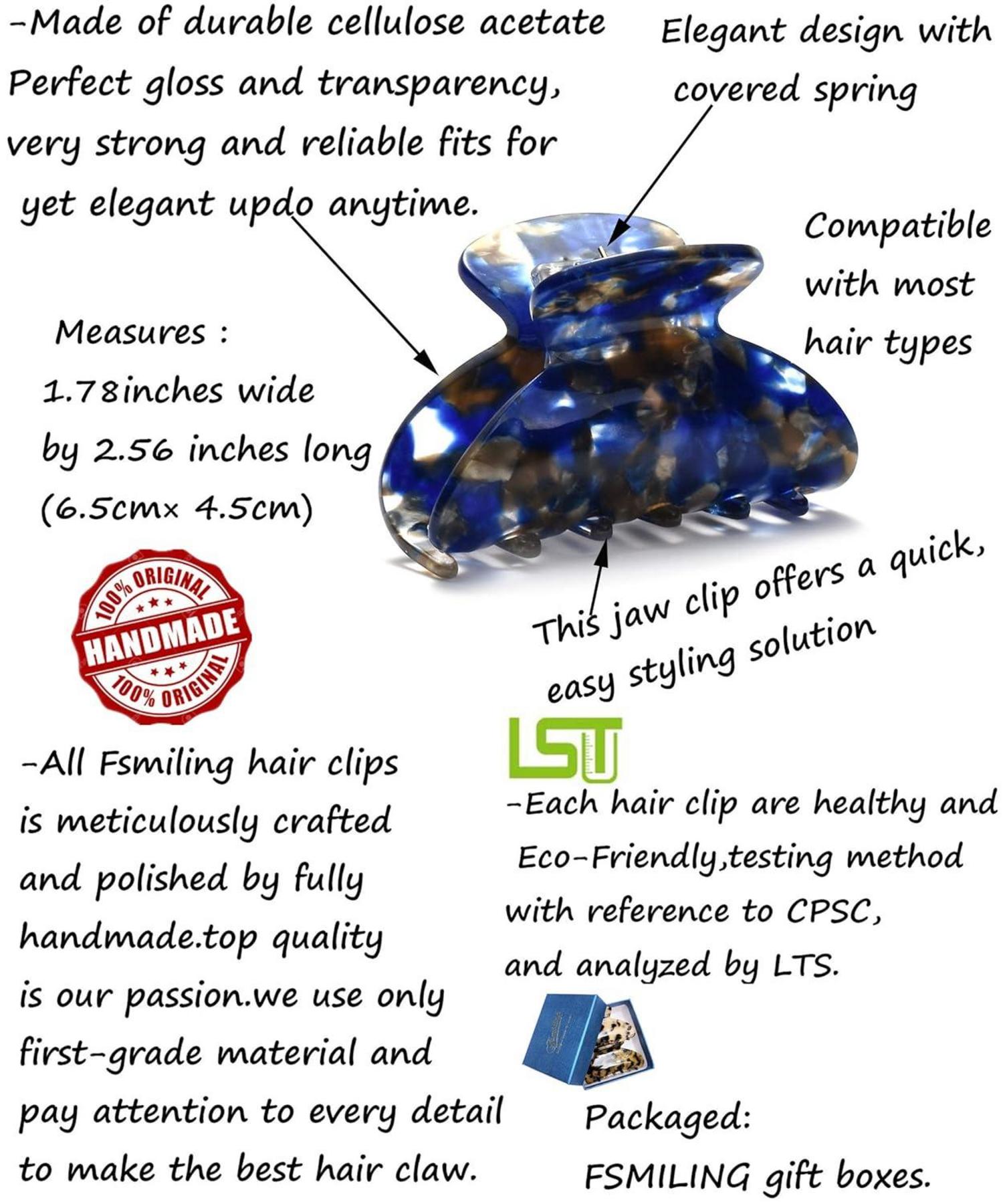 3er Set Mittelgroße Acetat Haarklammern für Damen - Französischer Stil