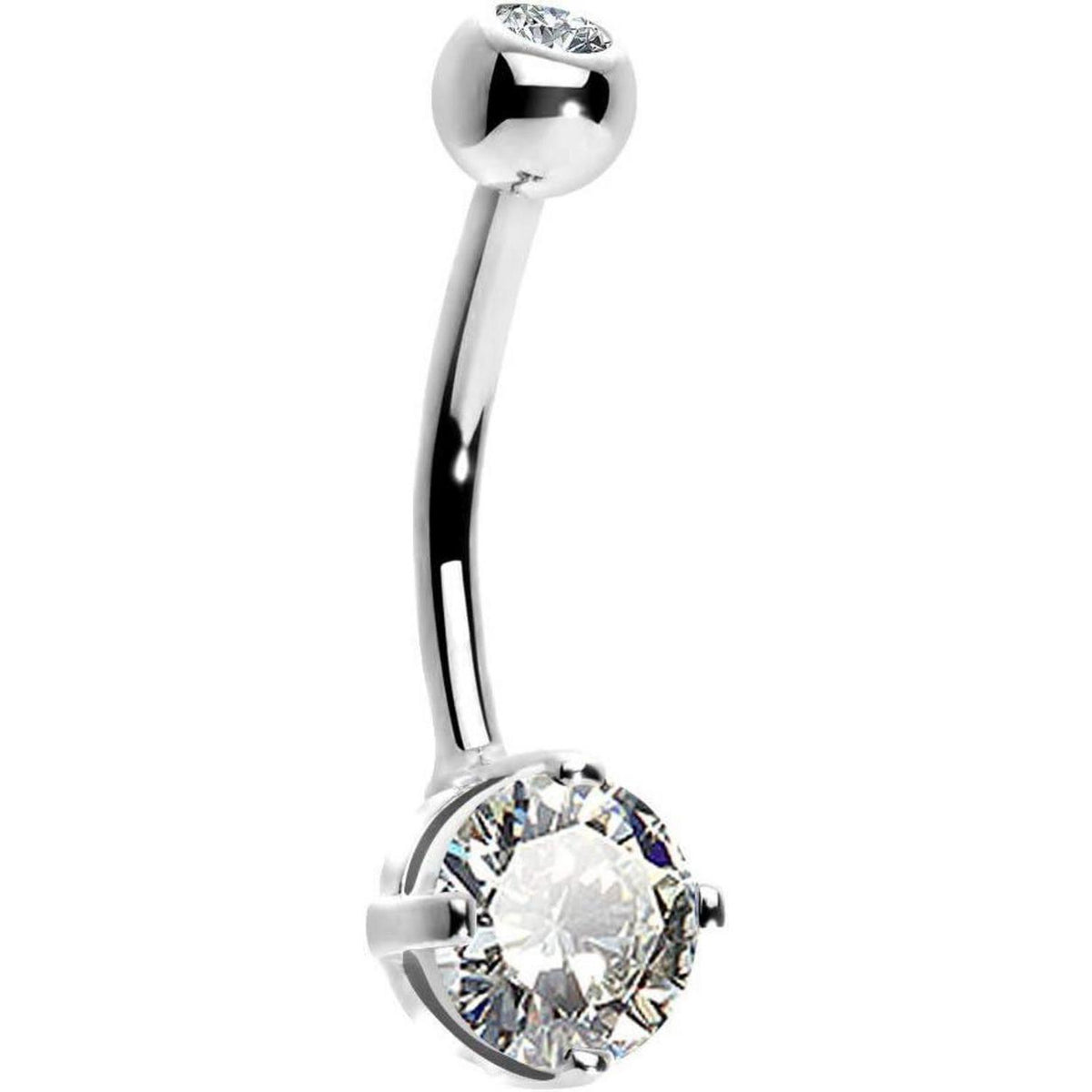 14 Karat Gold Bauchnabelpiercing mit Zirkonia oder Opal Herz