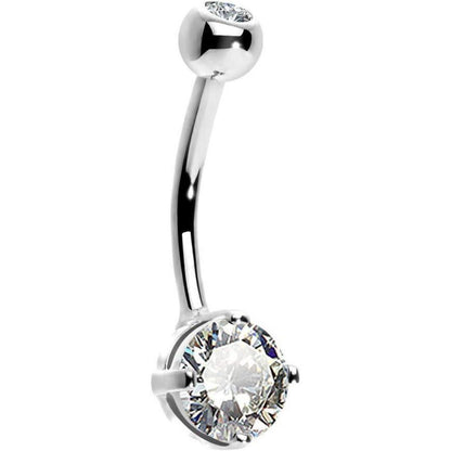 14 Karat Gold Bauchnabelpiercing mit Zirkonia oder Opal Herz