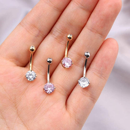 14 Karat Gold Bauchnabelpiercing mit Zirkonia oder Opal Herz
