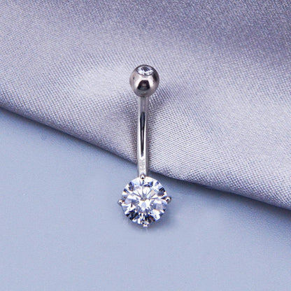 14 Karat Gold Bauchnabelpiercing mit Zirkonia oder Opal Herz