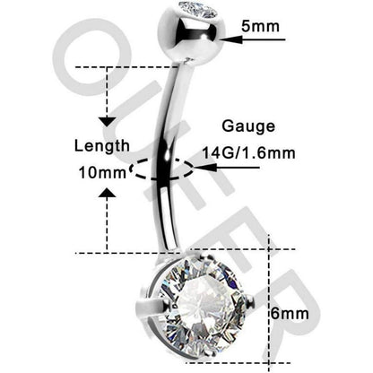 14 Karat Gold Bauchnabelpiercing mit Zirkonia oder Opal Herz