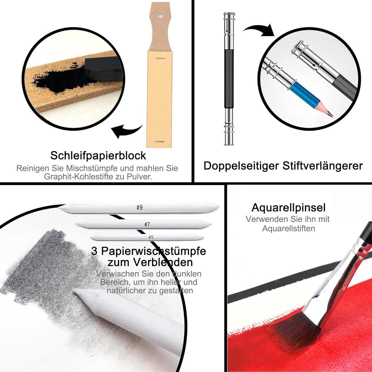 KALOUR 76-teiliges Zeichen- und Skizzierkit-Set: Künstlerbedarf mit