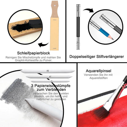 KALOUR 76-teiliges Zeichen- und Skizzierkit-Set: Künstlerbedarf mit